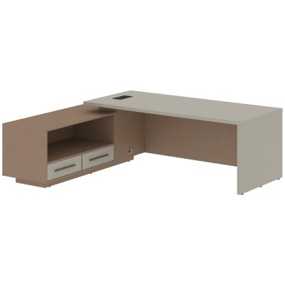 Стол руководителя с тумбой VCT 2319(Л) Аметист/Бронза браш/Кобра 2300х1900х750 VELION