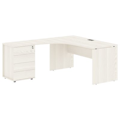 Стол эргономичный с тумбой EDCET 1518(Л) Ясень Траун/Мокко 1560х1880х750 EDIS