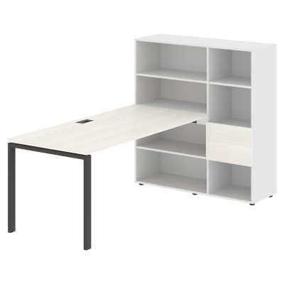 Стол-стеллаж EURST 1217 Ясень Траун/Мокко/Белый 2190х1250х1355 EDIS