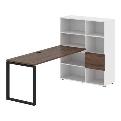 Стол-стеллаж EQRST 1117 Дуб Денвер тёмный/Черный/Белый 2190х1120х1355 EDIS