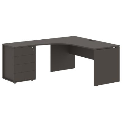 Стол эргономичный с тумбой EDCET 1518(Л) Мокко/Черный 1560х1880х750 EDIS