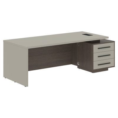 Стол руководителя с тумбой VCT 2290(Пр) Аметист/Черный матовый/Дуб Сильвер 2200х900х750 VELION