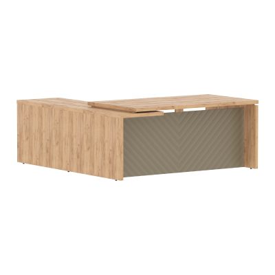 Стол руководителя TLCT 1820(Пр) Дуб Бофорд Z/Капучино 1800х2000х750 TORR LUX