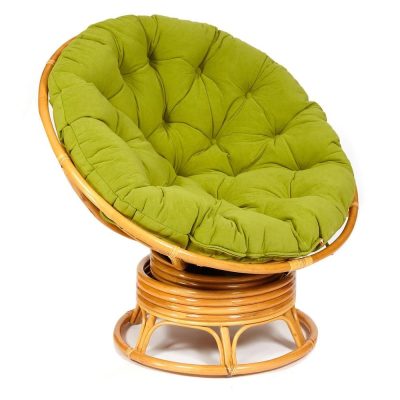 Кресло-качалка Папасан/Papasan (W 23/01 B) /с подушкой/ 115х78х104см, медовый, флок олива, 23