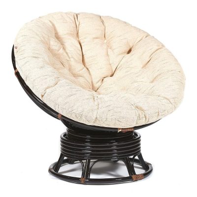Кресло-качалка Папасан/Papasan (W 23/01 B) /с подушкой/ 115х78х104см, античный черно-коричневый, ткань старт