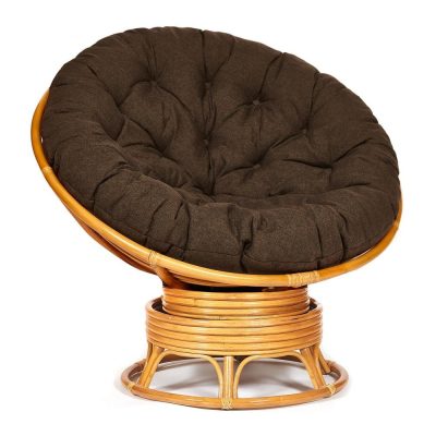 Кресло-качалка Папасан/Papasan (W 23/01 B) /с подушкой/ 115х78х104см, медовый, ткань коричневый, 3м7-147