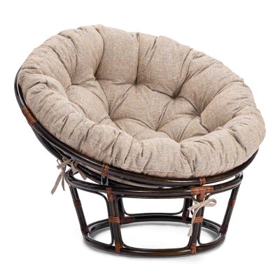 Кресло Папасан/Papasan (23/01 W) /с подушкой и ремешками/ 115х101х104см, античный черно-коричневый, подушка рогожка, меланж