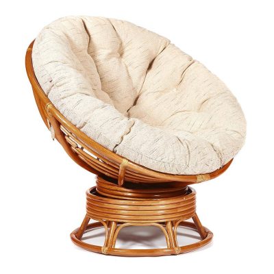 Кресло-качалка Папасан/Papasan (W 23/01 B) /с подушкой/ 115х78х104см, коньячный, ткань старт