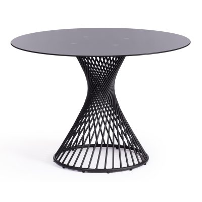 Стол Бертоя/Bertoia (мод.GT21) металл/стекло 8мм, черный, 110х110х75см