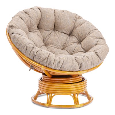 Кресло-качалка Папасан/Papasan (W 23/01 B) /с подушкой/ 115х78х104см, медовый, подушка рогожка, меланж