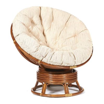 Кресло-качалка Папасан/Papasan (W 23/01 B) /с подушкой/ 115х78х104см, пекан орех, ткань старт