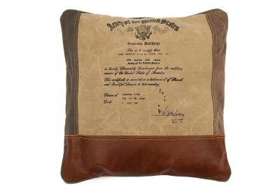 Подушка Secret de Maison Томас/Thomas (мод. M-7043) кожа буйвола/ткань, 40х40см, коричневый/ткань: винтаж
