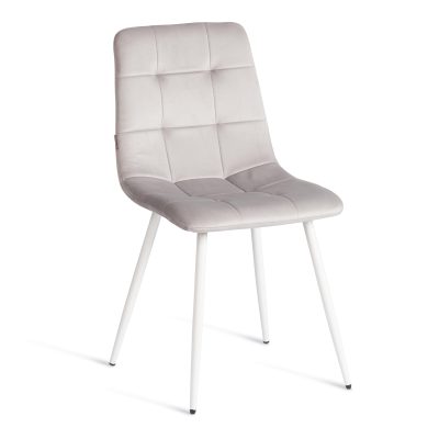 Стул Чилли/Chilly (мод.JSC-220) велюр/металл, 44,5х52,5х88см, светло-серый HLR14/белый (Комплект из 4 шт.)
