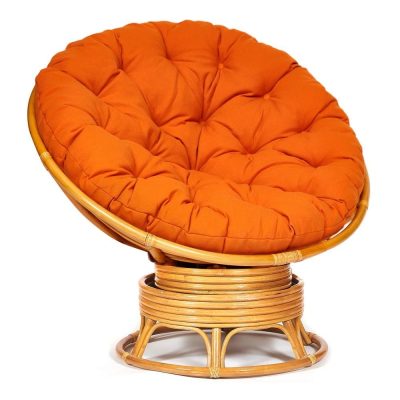 Кресло-качалка Папасан/Papasan (W 23/01 B) /с подушкой/ 115х78х104см, медовый, ткань оранжевый, с 23
