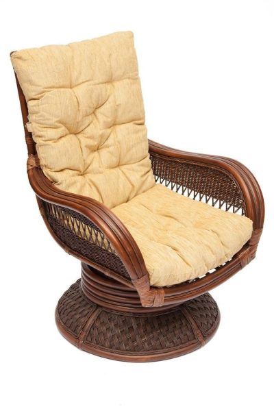 Кресло-качалка Андреа Релакс Медиум/Andrea Relax Medium /с подушкой/ 74х82х100см, пекан античн. орех, ткань рубчик, цвет кремовый