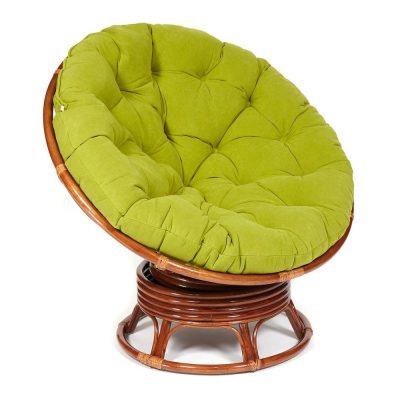 Кресло-качалка Папасан/Papasan (W 23/01 B) /с подушкой/ 115х78х104см, пекан орех, флок олива, 23