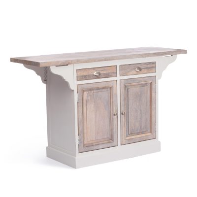 Кухонный остров Secret de Maison Ривьера/Riviera (мод. 2328N) массив манго, 160(100+30+30)х55х95см, античный белый/белый