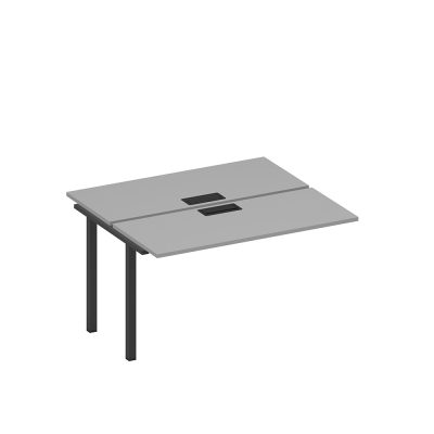 Секция стола рабочей станции на металлокаркасе, столешницы с заглушкой серый / черный гладкий