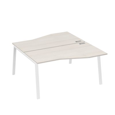 Рабочая станция (2х160) столы Техно на опорах TRE дуб / металлокаркас белый