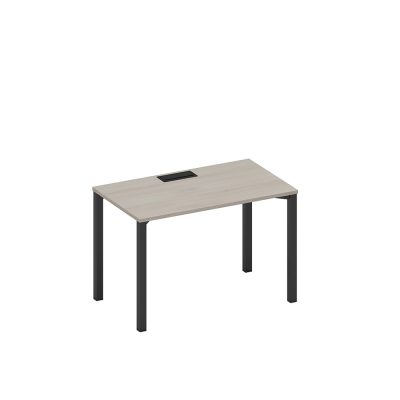Стол письменный на металлокаркасе, столешница с заглушкой дуб шамони/ черный гладкий