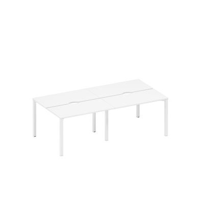 Рабочая станция на металлокаркасе, столешницы с вырезом (4*120) белый премиум / белый гладкий
